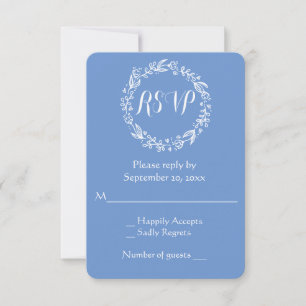 Floral RSVP Cornflower Blue Flower Wedding Party Card