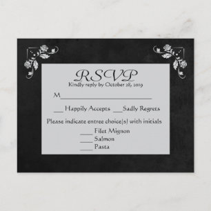 Floral RSVP Grey & Black Chalkboard Post Card
