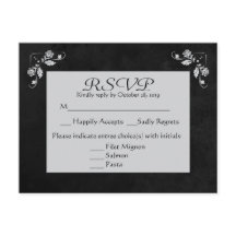 Floral RSVP Grey & Black Chalkboard Post Card