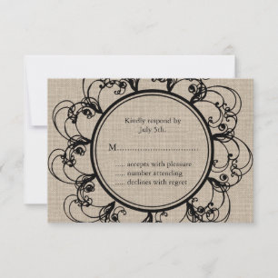 Floral RSVP on burlap Card