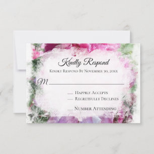 *~* Floral RSVP PEONY AR1 Wedding RSVP Card
