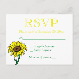 Floral RSVP Sunflower Yellow & Green Wedding Invitation Postcard