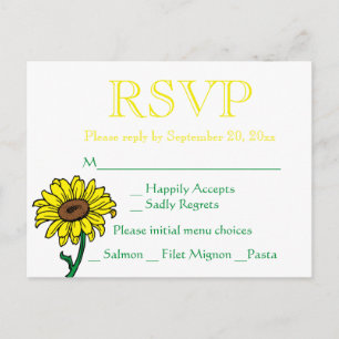 Floral RSVP Sunflower Yellow & Green Wedding Invitation Postcard
