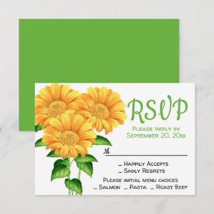 Floral RSVP Yellow Sunflower Green Flower Wedding Invitation