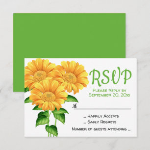 Floral RSVP Yellow Sunflower Green Flower Wedding Invitation