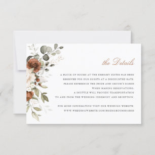 Floral Rust Cream Greenery Fall Details Insert Invitation