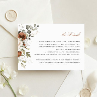 Floral Rust Cream Greenery Fall Details Insert Invitation