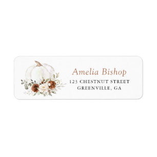 Floral Rust Cream Pumpkin Fall Return Address