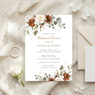 Floral Rust Greenery Wedding Rehearsal Dinner Invitation