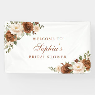 Floral Rust Peach Greenery Orange Bridal Shower Banner