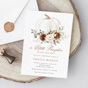 Floral Rust Pumpkin Greenery Fall Baby Shower Invi Invitation