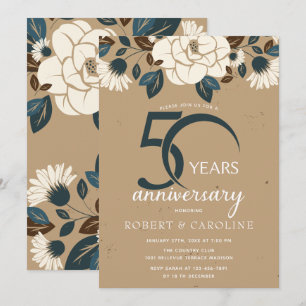 Floral Rustic 50th Wedding Anniversary Invitation