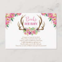 Floral rustic antler girl books for baby shower
