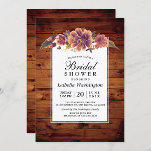 Floral Rustic Barn Wood Bridal Shower Invitation