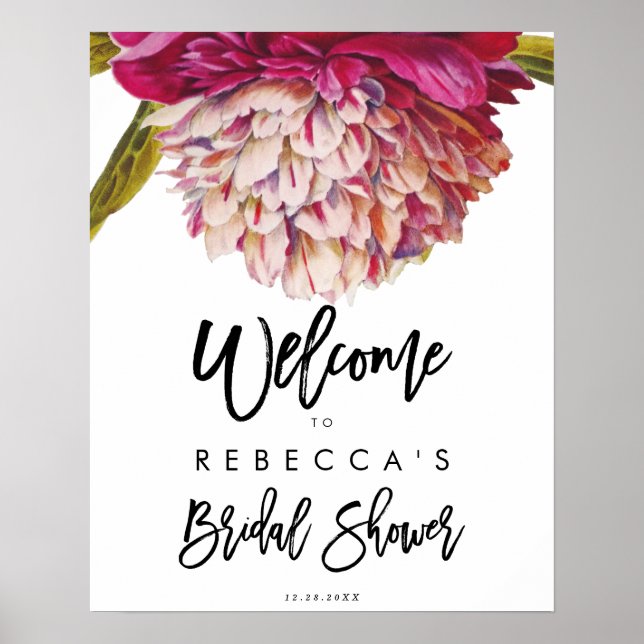 floral rustic bridal shower welcome sign (Front)