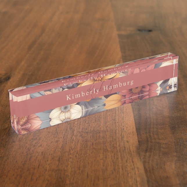 Floral rustic colourful bohemian botanical nameplate (Side)