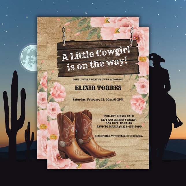 Floral Rustic Cowgirl Boots Baby Shower  Invitation (Creator Uploaded)