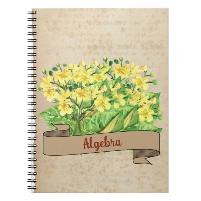 Floral Rustic Fall Inspire School  Notebook (Front)