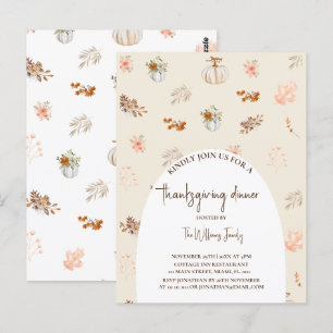 Floral Rustic Fall Pumpkin Thanksgiving dinner Postcard
