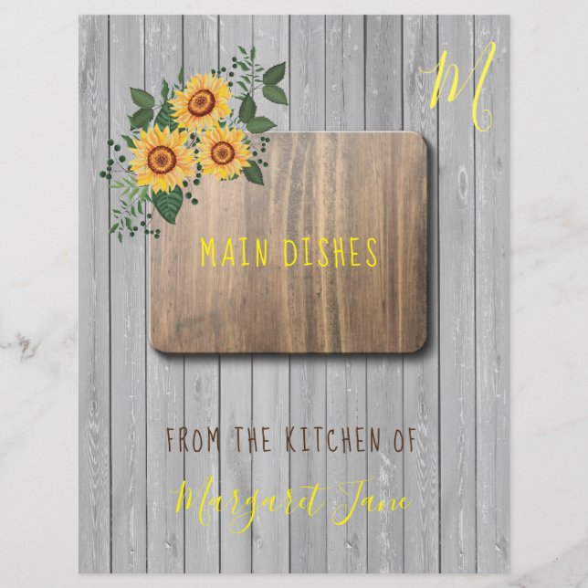 Floral rustic farmhouse recipe organiser divider (Front)