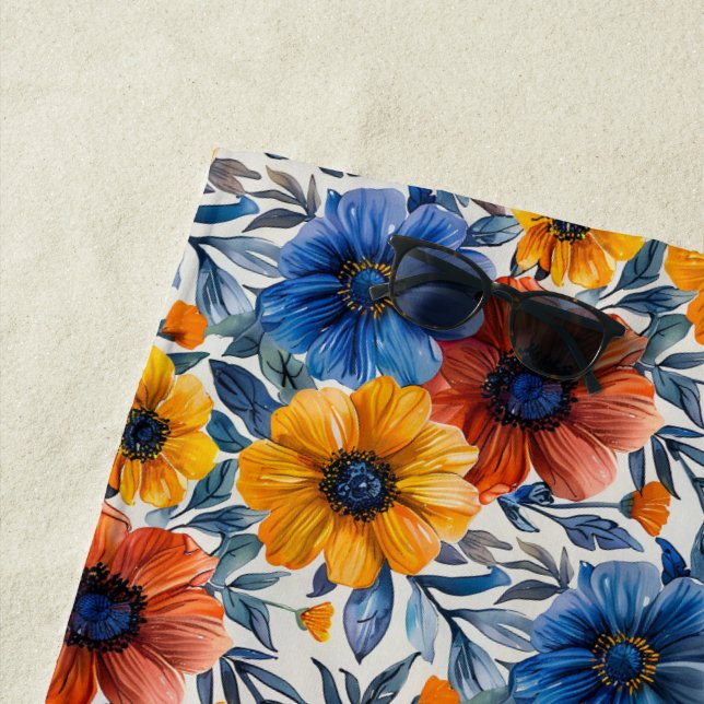  Floral rustic fashion retro pattern Beach Towel (In Situ)