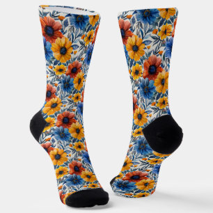  Floral rustic fashion retro pattern Socks