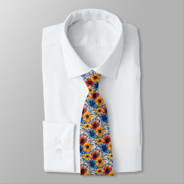  Floral rustic fashion retro pattern Tie (Tied)
