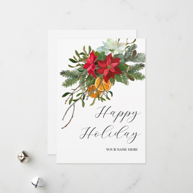 Floral rustic holliday  holiday card (Front/Back In Situ)
