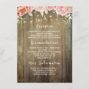 Floral Rustic Lights Wedding Information Guest Enclosure Card