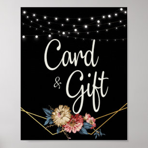 Floral Rustic Magnolia String Lights Cards &Gifts Poster
