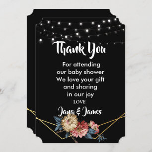 Floral Rustic Magnolia String Lights thank you Invitation