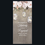 Floral Rustic Mason Jar Lights Wedding Programs Programme<br><div class="desc">Rustic mason jars and watercolor flowers wedding programs</div>