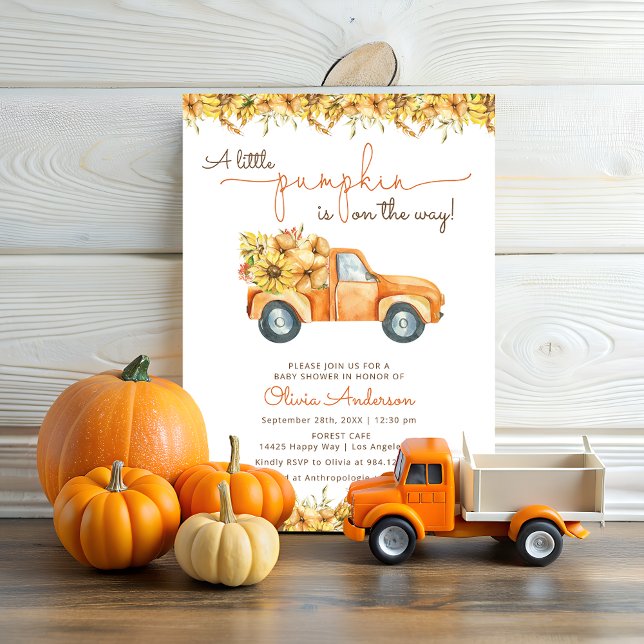 Floral Rustic Pumpkins Fall Baby Shower Invitation (Creator Uploaded)