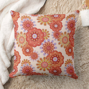 Floral rustic retro brown beige cushion