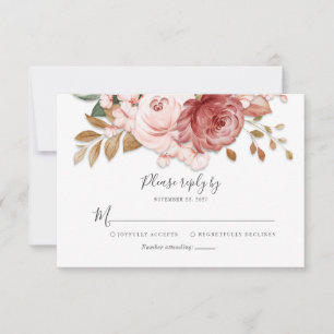 Floral Rustic Script Botanical Bloom Wedding RSVP Card