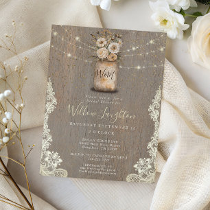 Floral Rustic String Light Bridal Shower Invite
