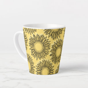 Floral Rustic Sunflower Hand Drawn Latte Mug