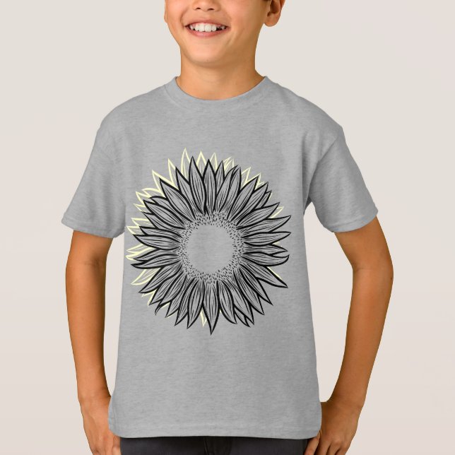 Floral Rustic Sunflower Hand Drawn T-Shirt (Front)