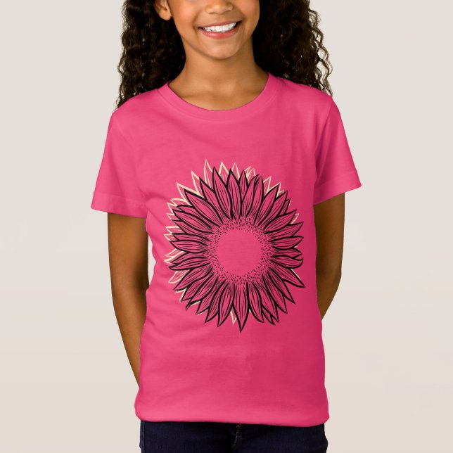 Floral Rustic Sunflower Hand Drawn T-Shirt (Front)