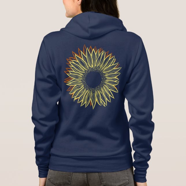 Floral Rustic Sunflower Light Hand Drawn Hoodie (Back)