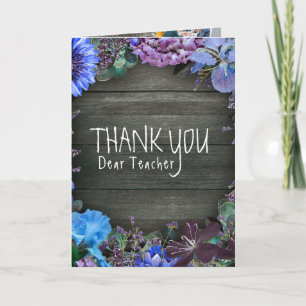 Floral Rustic Teacher Photo Thank You Card