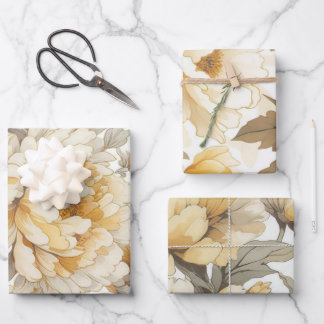 Floral rustic vintage elegant stylish wrapping paper sheet
