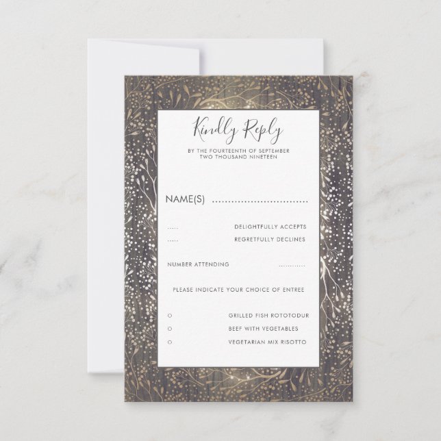 Floral Rustic Vintage Wedding RSVP (Front)