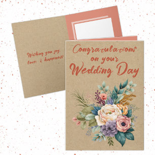 Floral Rustic Wedding Congratulations orange Card