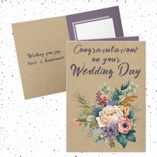 Floral Rustic Wedding Congratulations purple Card (Creator Uploaded)