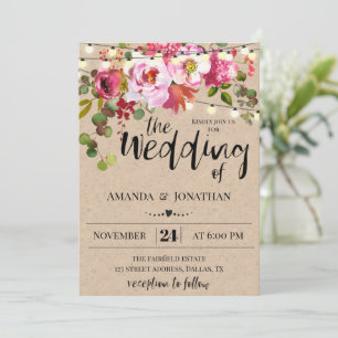 Floral Rustic Wedding Invitation