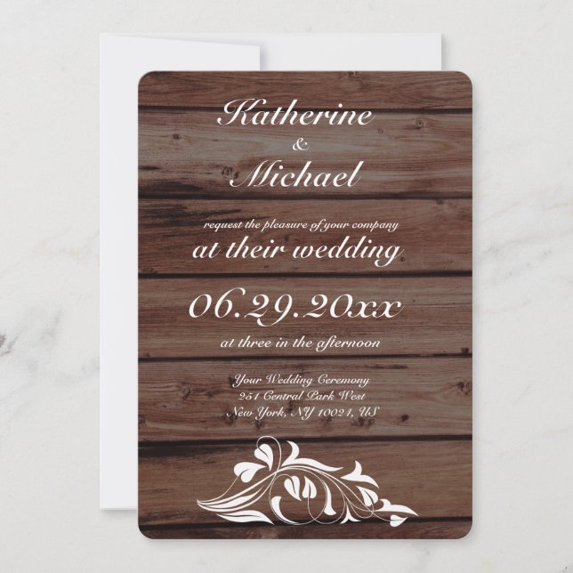 Floral Rustic Wedding Invitations (Front)