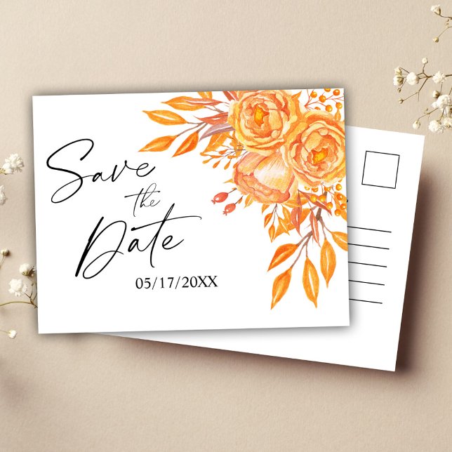 Floral Rustic Wedding Save The Date Announcement Postcard (Floral Rustic Wedding Save The Date Announcement Postcard)