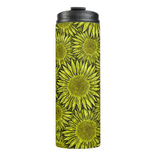 Floral Rustic Yellow Sunflower Hand Drawn Thermal Tumbler
