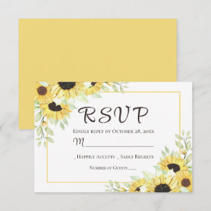 Floral Rustic Yellow Sunflowers Wedding RSVP Card